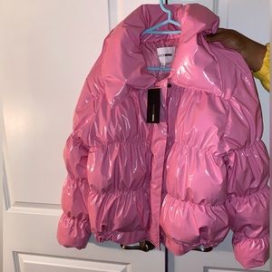 faux pink pattern puffer size large from fashion nova brand new with tags ( NWT)